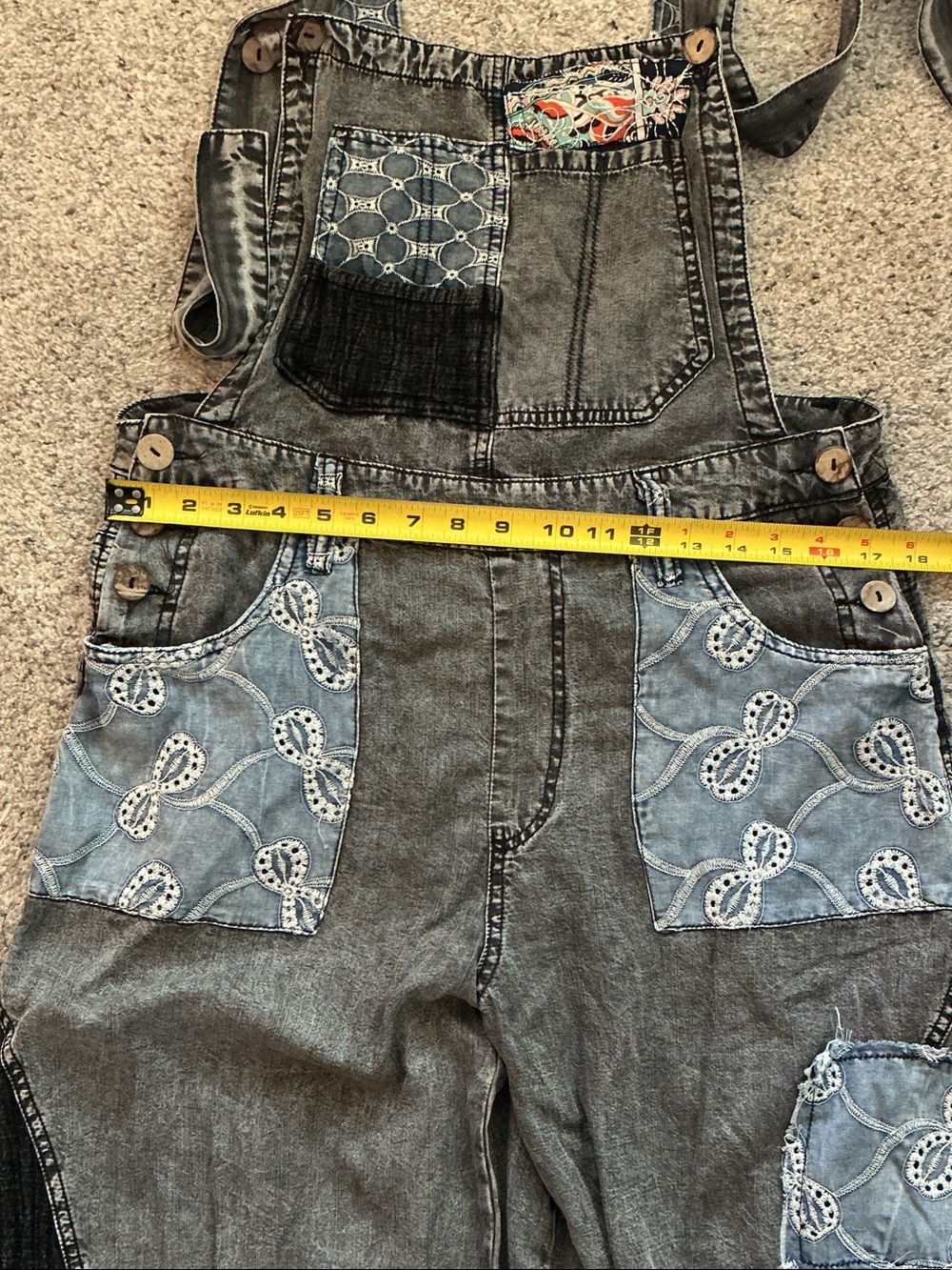 Oli & Hali Gray Patchwork Tencel Denim Overalls - Picture 10 of 15